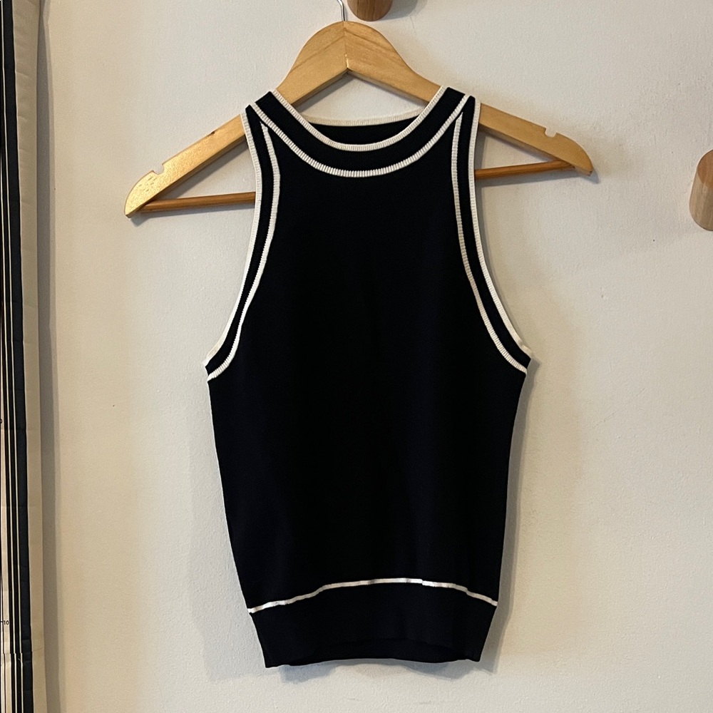 Black and White Sleeveless Top